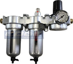 Three Stage Air Drying System - Air Particulate Filter, 0.01 Micron Coalescing Filter & Air Pressure Regulator Modular Combo Semi Automatic Drain, Poly Bowl (1/4" NPT)
