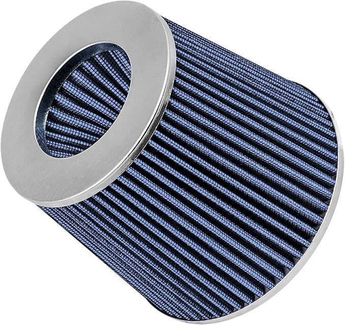 Mortar Aftermarket Auto Air Filter Replacement - Car Enthusiast Class Universal Cold Air Intake Gulps in More Air for More Engine Power & Passionate Induction Sound, 3.5 In, Blue