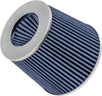 Mortar Aftermarket Auto Air Filter Replacement - Car Enthusiast Class Universal Cold Air Intake Gulps in More Air for More Engine Power & Passionate Induction Sound, 3.5 In, Blue