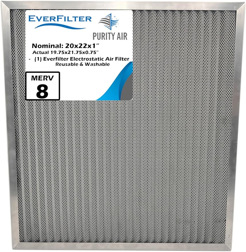 20x22x1 Electro-static Air Filter (1-Ct) AC Furnace Filter, Reusable & Washable 4-Stage Electrostatic Filter for Residential and Commerical HVAC (Actual Size:19.75 x 21.75 x 0.75 Inches)