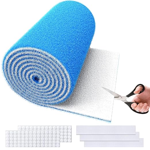 MERV 8 Air Vent Filters, 12" x 140"Cut to Fit Air Filter Material (70+ Filters),Electrostatic Triple Vent Filter for Floor, Ceiling, HVAC Furnace Vents, Includes 48 Adhesive Hook Tape