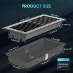 Floor Register 4 x 10 Inch, HG Power 4 Pack Heavy Duty Floor Vent Covers for Home with Screen Net, Adjust Metal Rust Proof Finish Air Vent for Kitchen, Heat, Office