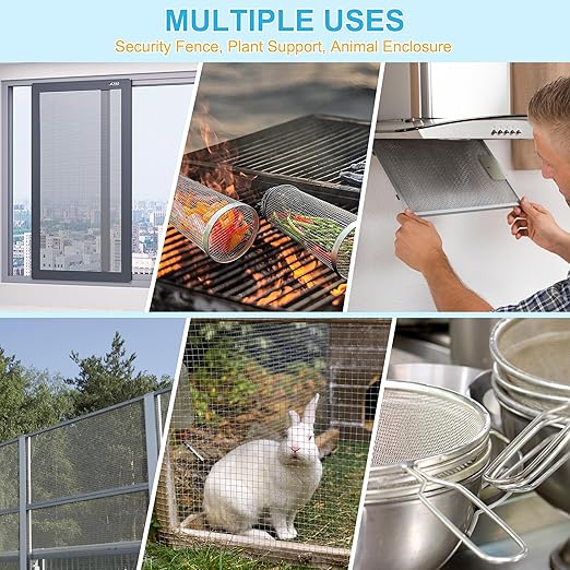 8 Pcs 13x9 (33cmx23cm) 120 Mesh 304 Stainless Steel Wire Mesh Sheet, Rustproof Metal Mesh Sheet Screen for DIY Crafts, Vent Covers, Garden Fencing, Window Protection & Industrial Filters