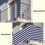Privacy Fence Screen 8.2' x 23' UV Protection Weather Resistant Waterproof Outdoor Privacy Screens, Easy Installation with Zip Ties for Decks, Patios, Outdoor Pools, Porches, Railings, Blue Stripes