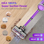 Cordless Vacuum Cleaner, 8 in 1 40Kpa 55Mins,Lightweight Vacuum Cleaners for Home, Stick Vacuum with Anti-Tangle Brush,Wall Mount, Rechargeable Cordless Vacuum for Floor/Sofa/Pet Hair,Purple