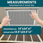 14x24x1 Air Filter-MERV 8, Washable & Reusable Electrostatic Air Filter, AC/HVAC Furnace Filter, Lasts a Lifetime, Permanent Filter, Breathe FresherHome And Office Actual Size:13.5x23.5x0.86Inch