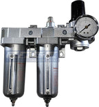 INDUSTRIAL RATED Three Stage Air Drying System - Air Particulate Filter, 0.01 Micron Coalescing Filter & Air Pressure Regulator Modular Combo 3, Metal Bowl (3/4" MANUAL DRAIN)
