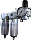 INDUSTRIAL RATED Three Stage Air Drying System - Air Particulate Filter, 0.01 Micron Coalescing Filter & Air Pressure Regulator Modular Combo 3, Metal Bowl (1/2" AUTO DRAIN)
