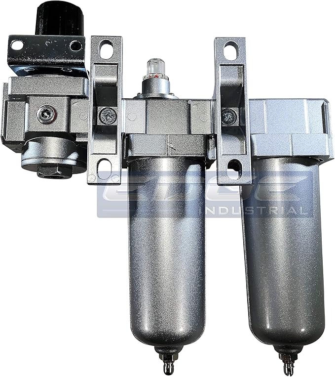 INDUSTRIAL RATED Three Stage Air Drying System - Air Particulate Filter, 0.01 Micron Coalescing Filter & Air Pressure Regulator Modular Combo 3, Metal Bowl (3/4" MANUAL DRAIN)