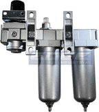 INDUSTRIAL RATED Three Stage Air Drying System - Air Particulate Filter, 0.01 Micron Coalescing Filter & Air Pressure Regulator Modular Combo 3, Metal Bowl (3/4" MANUAL DRAIN)
