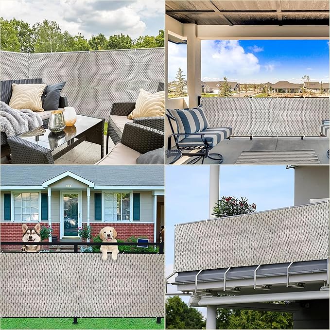 Privacy Fence Screen 2.3' x 3.3' Privacy Protection Weatherproof Privacy Fence Panels for Outside, with Grommets, for Apartments, Deck, Porch, Patio, Railing, Outdoor Pool, Weaving Pattern