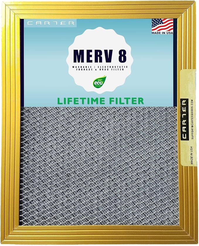 CARTER | Gold | MERV 8 | HVAC & Furnace Filter | Washable Electrostatic ((20x25x1))