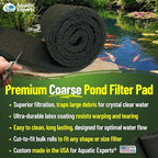 Aquatic Experts Classic Koi Pond Filter Pad COARSE – Bulk Roll Pond Filter Media, Rigid Ultra-Durable Latex Coated Fish Pond Filter Material US (16" x 56", Coarse (Black))