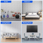 12 Pack Acoustic Panels with Self Adhesive, 12" X 12" X 0.4" High Density Sound Proof Foam Panels for Walls, Soundproof Wall Panels, Brick Sound Absorbing Panels for Home Studio Office Decor - Gray