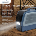 IceCove Portable Air Conditioner with Add-on Battery, 2500BTU Portable Car AC Unit, 250W Low Power Consumption, 25.5VDC, 2 Fan Speed, 3 Light Mode for Tent Camping RV Truck Van Life Home, Blue