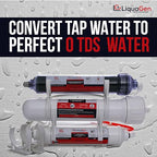 LiquaGen 4 Stage Reverse Osmosis and Deionization (RO/DI) Portable Space Saver Water Purification System | Water Filtration System for Aquarium Filter Processes + Manual Flush Valve (75 GPD)