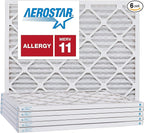 Aerostar 16x22x1 MERV 11 Air Filter, Pleated AC Furnace HVAC Filters (15.875x21.875x0.75), for Allergies Asthma Dust Pet Dander Smoke Bacteria Viruses, MPR 1500 FPR 10, USA, 6 Pack