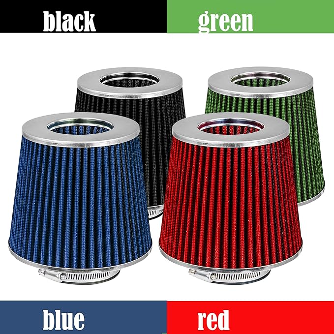 Mortar Aftermarket Auto Air Filter Replacement - Car Enthusiast Class Universal Cold Air Intake Gulps in More Air for More Engine Power & Passionate Induction Sound, 3.5 In, Green