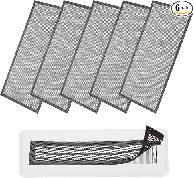 YOKIVE 6 Pcs Magnetic Floor Vent Covers, Floor Register Cover PVC Mesh Air Vent Screen Filters, Great for Home Floor, Wall, Ceiling, Catch Debris Hair Dust (Black, 15-Inch x 8-Inch)