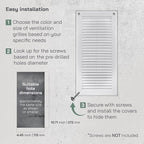 Vent Systems 4" x 11" (Opening Dimensions) White Plastic Soffit Vent Cover - Durable Flat Rectangular Air Vent Grille with Mesh Screen - Weather Ventilation Grill Wall & Ceiling Indoor & Outdoor