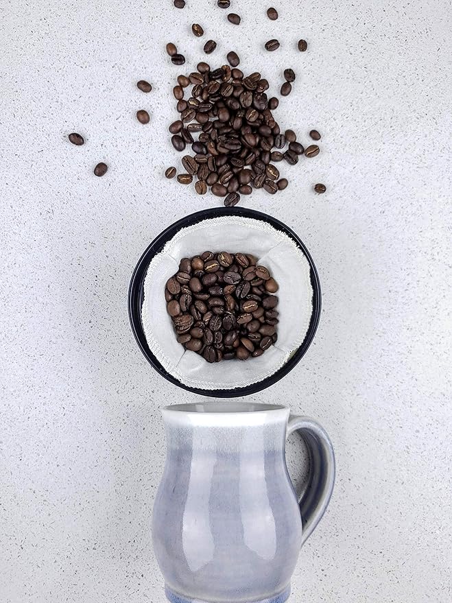 Cloth Reusable Basket Coffee Filter (Size #4) - Made in Canada of Hemp and Organic Cotton - Zero Waste, Eco-Friendly, Natural Filter fits most Automatic Coffee Makers
