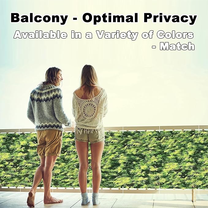 Privacy Fence 6.6' x 29.5' UV-Resistant Visibility Reduction Patio Privacy Screens for Balcony, Included Cable Zip Ties for Decks, Backyards, Outdoor Pools, Porches, Railings, Green Leaf Pattern