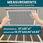 16x25x1 Air Filter-MERV 8, Washable & Reusable Electrostatic Filter, AC/HVAC Furnace Filters, Lasts a Lifetime, Permanent Air Filter, Breathe Fresher,Home And Office Actual Size:15.5x24.65x0.82 Inch