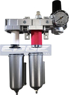 INDUSTRIAL RATED Three Stage Air Drying System - Air Particulate Filter, 0.01 Micron Coalescing Filter & Air Pressure Regulator Modular Combo 3, Metal Bowl (1/2" MANUAL DRAIN)