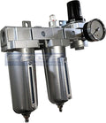 INDUSTRIAL RATED Three Stage Air Drying System - Air Particulate Filter, 0.01 Micron Coalescing Filter & Air Pressure Regulator Modular Combo 3, Metal Bowl (3/4" MANUAL DRAIN)