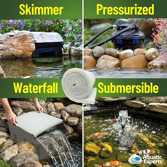 Classic Koi Pond Filter Pad FINE - White Bulk Roll Pond Filter Media, Ultra-Durable Pond Filters for Outdoor Ponds, Reusable Fish Pond Filter Material, USA, Aquatic Experts (3/4" - 1" x 24" x 56")