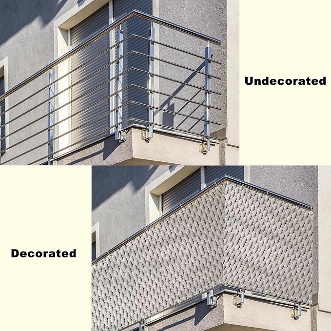 Privacy Fence Screen 2.3' x 3.3' Privacy Protection Weatherproof Privacy Fence Panels for Outside, with Grommets, for Apartments, Deck, Porch, Patio, Railing, Outdoor Pool, Weaving Pattern
