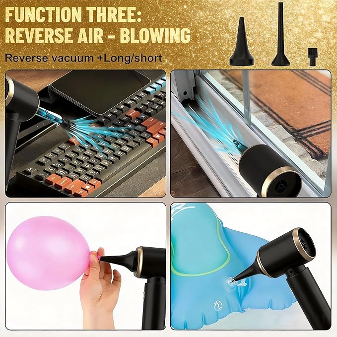 Cozylady Handheld Car Vacuum Portable Cordless,High Power 4 in 1 Vacuum Cleaner & Air Duster & Air Blower for Car, Home, Office, Camping, Pet (Black)