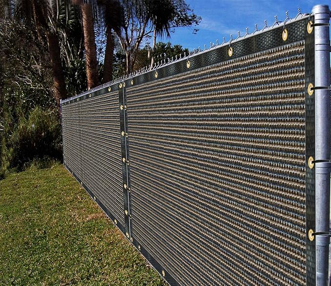 Ifenceview 6'x3' to 6'x50' Brown Shade Cloth/Fence Privacy Screen Fabric Mesh Net for Construction Site, Yard, Driveway, Garden, Railing, Canopy, Awning 160 GSM UV Protection (6' x 44')