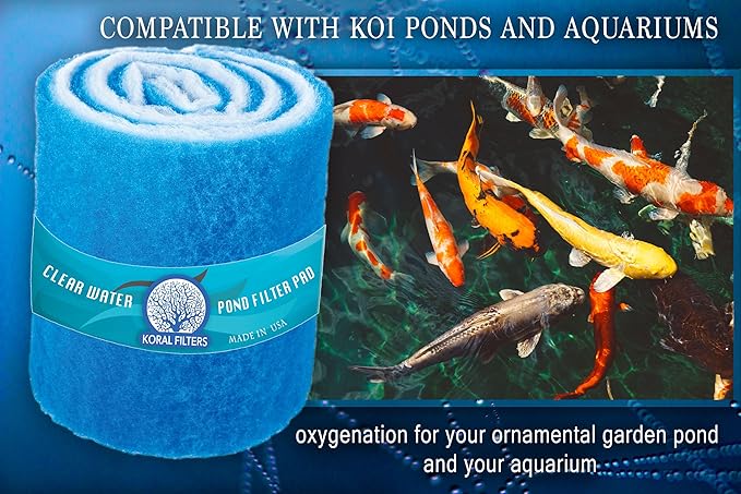 Premium Koi Pond Filter Media Roll - High-Efficiency Pond Filters for Outdoor Ponds, Reusable Fish Pond Filter Material, Made in USA (PRO - Blue - 6ft 16" Wide)