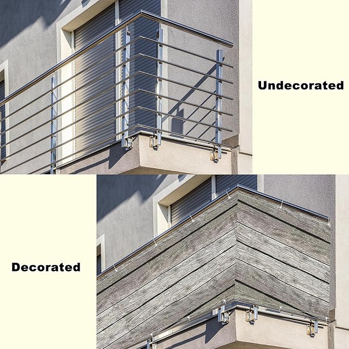 Privacy Fence 2' x 65.6' Durable UV-Resistant Patio Privacy Screens for Balcony, Included Cable Ties Customized Size for Apartments, Deck, Porch, Patio, Railing, Outdoor Pool, Floor Pattern