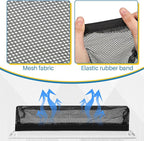 Zonon 12 Pcs 6 x 12 Inch Floor Register Cover Trap Vent Screen for Home Vent Mesh Elastic Band Filter Floor Register Trap Keeps Pet Hair,Food Out(Black)