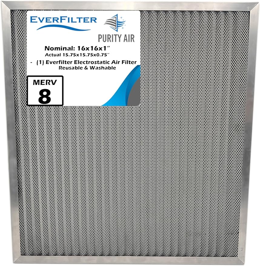 16x16x1 Electro-static Air Filter (1-Ct) AC Furnace Filter, Reusable & Washable 4-Stage Electrostatic Filter for Residential and Commerical HVAC (Actual Size: 15.75 x 15.75 x 0.75 Inches)