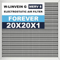 20x20x1 Reusable Air Filter, Electrostatic, Washable Lasts a Lifetime, Breathe Fresher Air in Home and Office HVAC AC Furnace Systems, Merv 8 (Actual Size: 19.75x19.75x1 Inch)