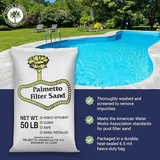 Palmetto 3 Pack Pool Filter Sand, Clean and Clear Water, Natural Sand for Residential and Commercial Pool Sand Filter Pumps, 50 Pound