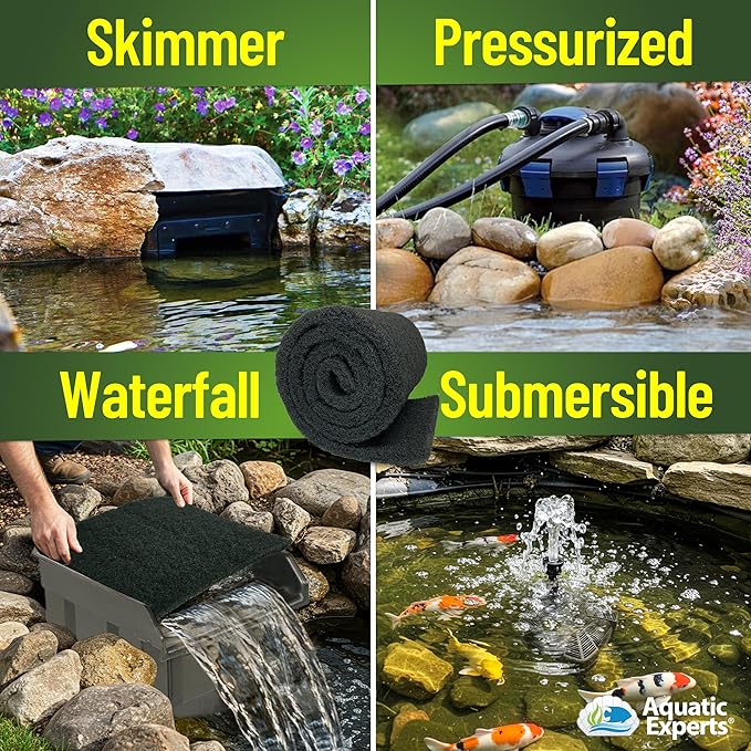 Aquatic Experts Classic Koi Pond Filter Pad COARSE – Bulk Roll Pond Filter Media, Rigid Ultra-Durable Latex Coated Fish Pond Filter Material US (12" x 12 Feet, Coarse (Black))