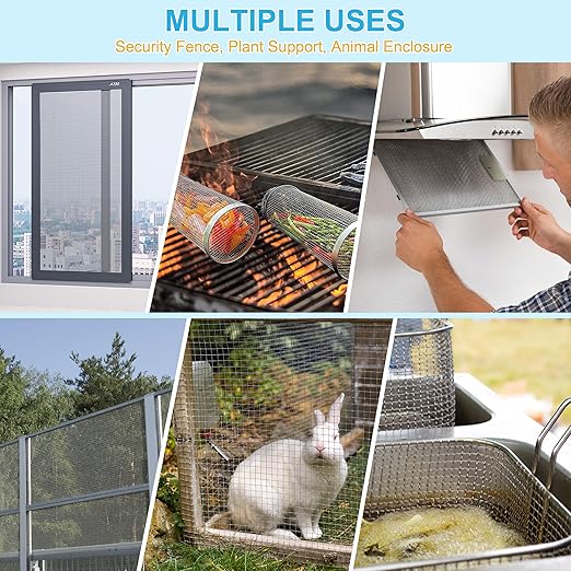 4 Pcs 13x9 (33cmx23cm) 20 Mesh 304 Stainless Steel Wire Mesh Sheet, Rustproof Metal Mesh Sheet Screen for DIY Crafts, Vent Covers, Garden Fencing, Window Protection & Industrial Filters