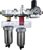 Three Stage Air Drying System - Air Particulate Filter, 0.01 Micron Coalescing Filter & Air Pressure Regulator Modular Combo Semi Automatic Drain, Poly Bowl (3/8" NPT)