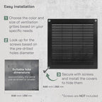 Vent Systems 10" x 10" - Pack of 2 - Black Plastic Soffit Vent Cover - Durable Flat Square Air Vent Grille with Mesh Screen - Weather Resistant Ventilation Grill - Wall & Ceiling, Indoor & Outdoor
