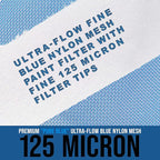 TCP Global - 125 Micron Filter Tips Ultra-Fine Paint Strainer (Case of 1000) - Pure Blue Nylon Mesh Cone Strainer - Paint Filter Cones for Auto, House & Hobby