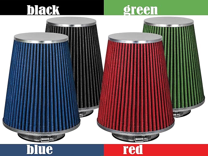Mortar Aftermarket Auto Air Filter - Car Enthusiast Class Universal Cold Air Intake Gulps in More Air for More Engine Power & Passionate Induction Sound, 8-In-Long, Flange ID 4 In, Black