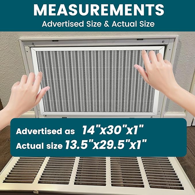 14x30x1 Air Filter-MERV 8, Washable & Reusable Electrostatic Air Filter, AC/HVAC Furnace Filter, Lasts a Lifetime, Permanent Filter, Breathe FresherHome And Office Actual Size:13.5x29.5x0.86Inch