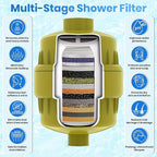 Shower Head Filter For Hard Water Gold 20 Stages to Remove Chlorine Fluoride Water Softener Coconut Shell Activated Carbon Reduces Dry Itchy Skin Heavy Metals Other Sediments Vitamin C Aqua Earth