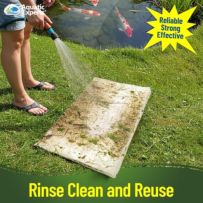 Classic Koi Pond Filter Pad FINE - White Bulk Roll Pond Filter Media, Ultra-Durable Pond Filters for Outdoor Ponds, Reusable Fish Pond Filter Material, USA, Aquatic Experts (3/4" - 1" x 24" x 56")