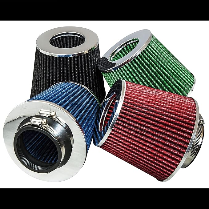 Mortar Aftermarket Auto Air Filter Replacement - Car Enthusiast Class Universal Cold Air Intake Gulps in More Air for More Engine Power & Passionate Induction Sound, 3.5 In, Black