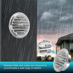 Stainless Steel Soffit Vents 6 Inch, HG Power Round Vent Cover with Screen Mesh, Louver Air Vent Hood for Wall, Ceiling Mount, Bathroom, Garage, Attic Ventilation, 2-Pack, Silver